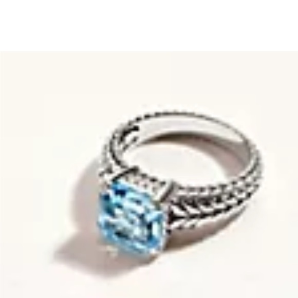 JAI Sterling Silver Asscher Cut Sky Blue Topaz Gemstone Ring, NWOT, sz 5 - Picture 7 of 9